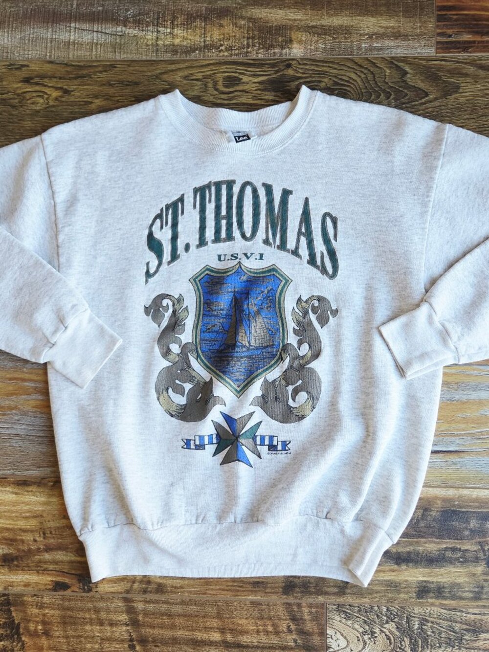 Vintage Lee Made in USA St.Thomas U.S.V.I. Virgin Islands Sweatshirt Grey
